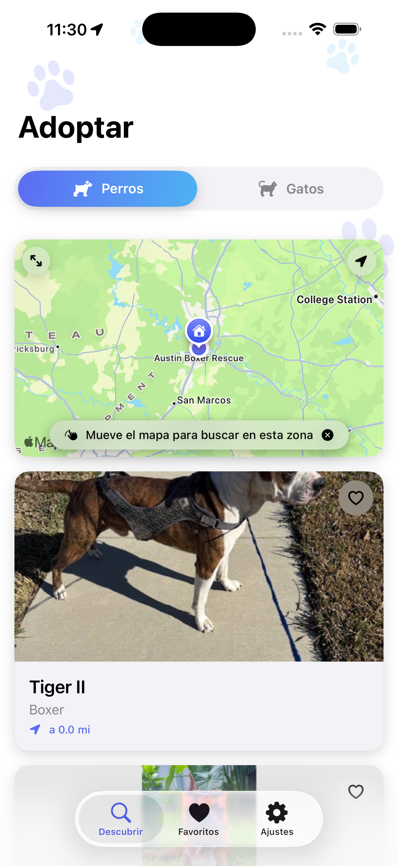 ChaparrosPet — mascotas en adopción cerca en un mapa